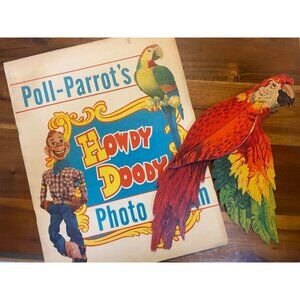 Vintage 1950s Poll-Parrots Howdy Doody Photo Album With Parrot Cutout